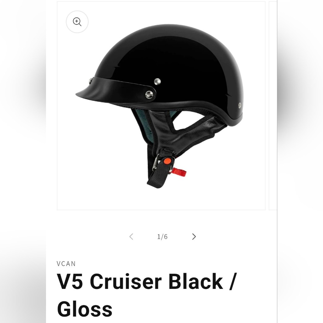 Brand New Vcan Cruiser Solid Gloss Black Half Face Motorcycle Helmet Xl
